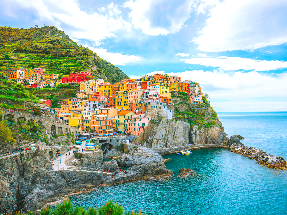 Colorful clifftop buildings in Cinque Terre, Italy