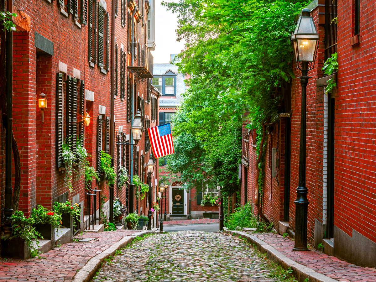 Acorn Street in Boston, Massachusetts