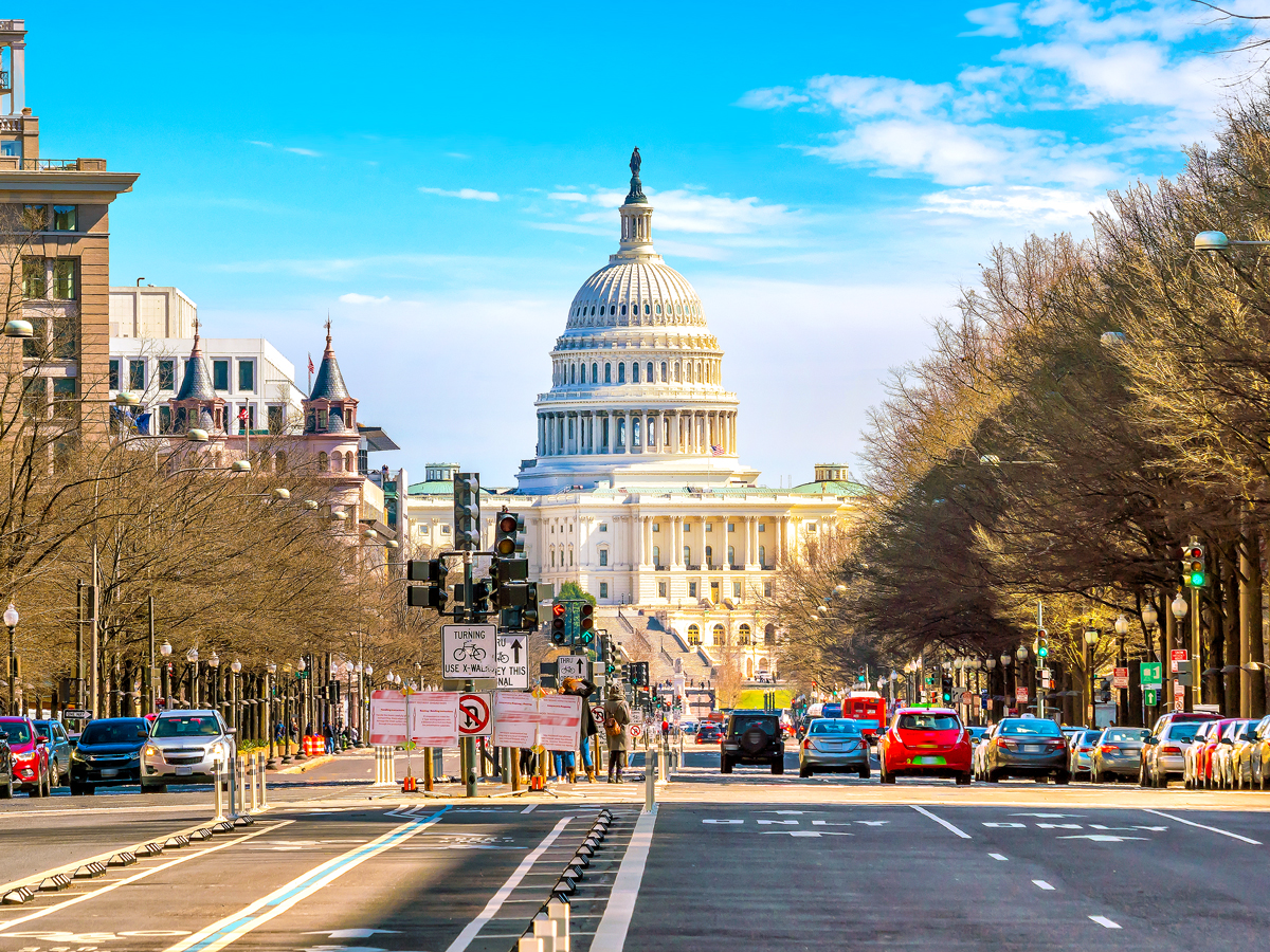 Street leading to U.S. Capitol in Washington, D.C.