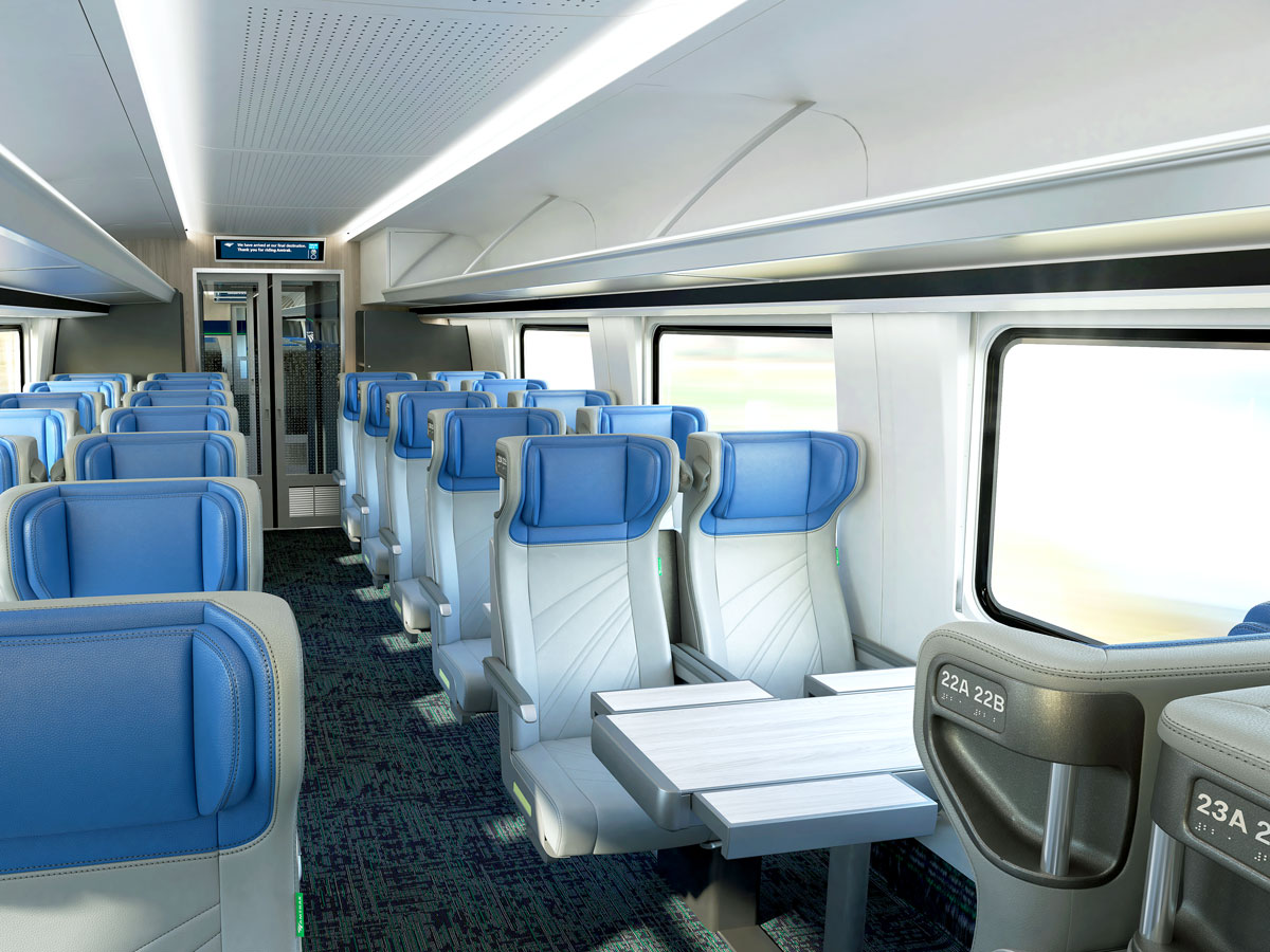 Seats in Amtrak's new Airo trains