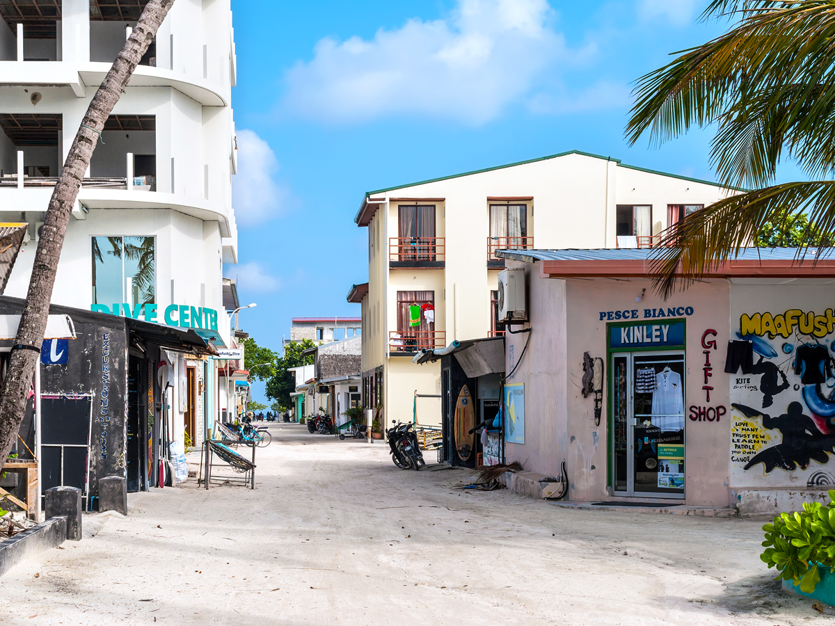 Commercial street in the Maldives