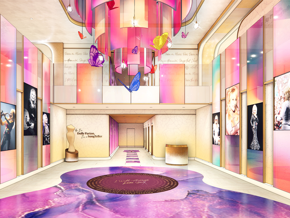 Rendering of colorful lobby of SongTeller in Nashville, Tennessee