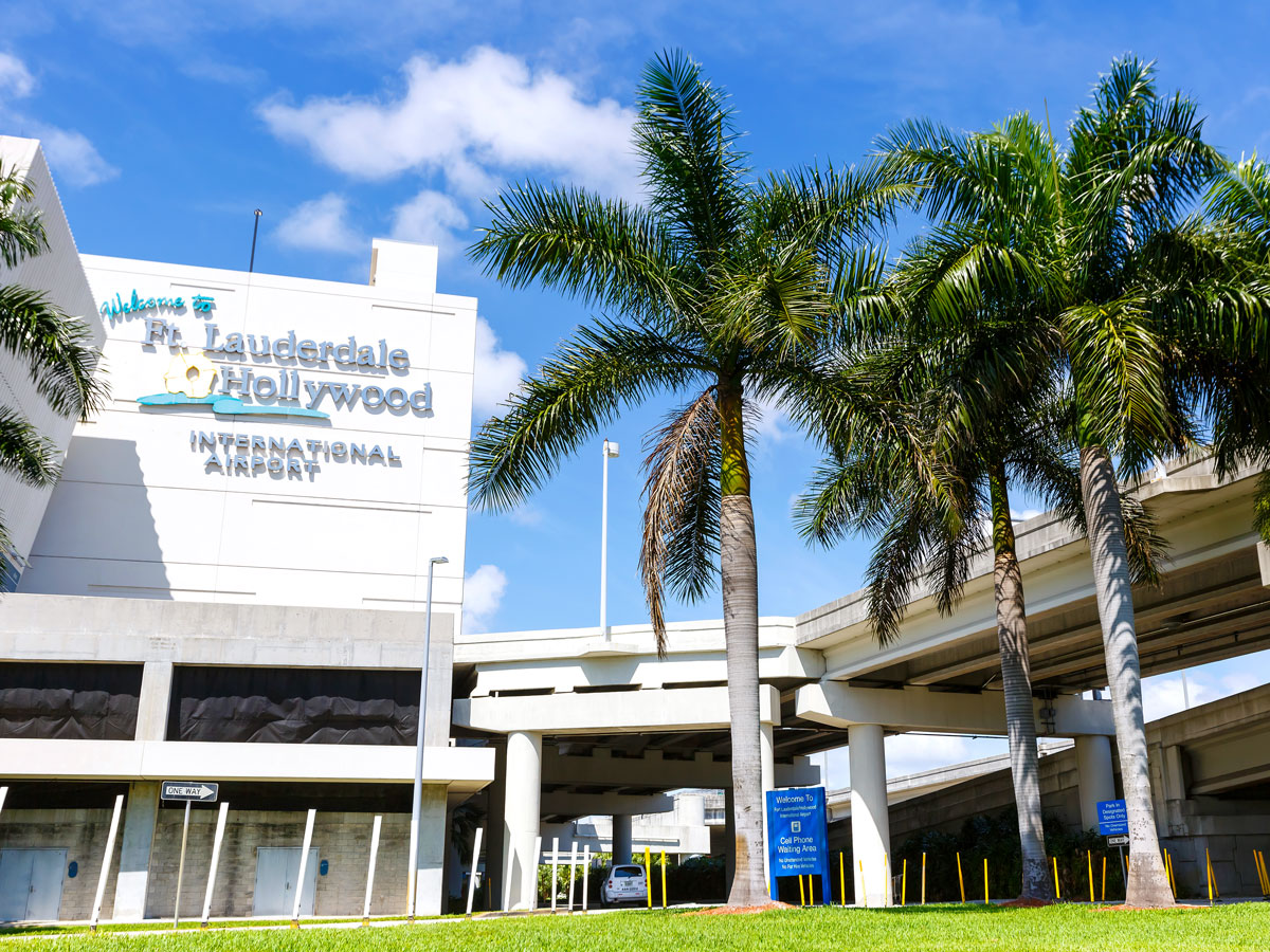 Palm trees outside Fort Lauderdale-Hollywood International Airport in South Florida