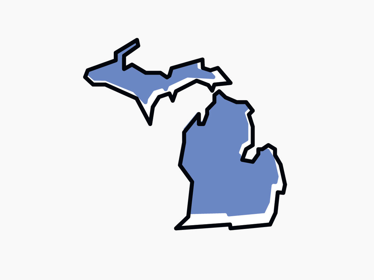 Outline of Michigan on a map