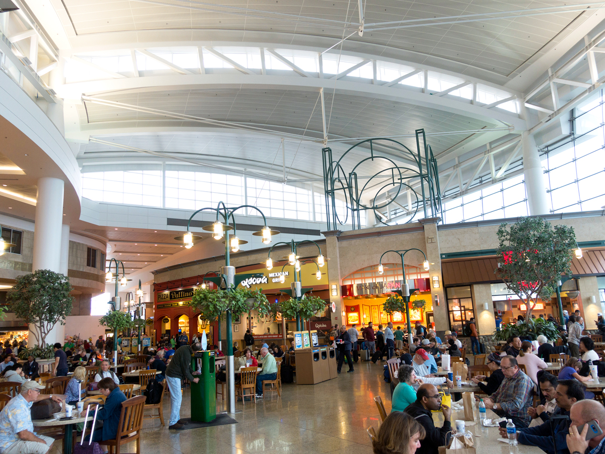 Food court inside terminal at Seattle-Tacoma International Airport