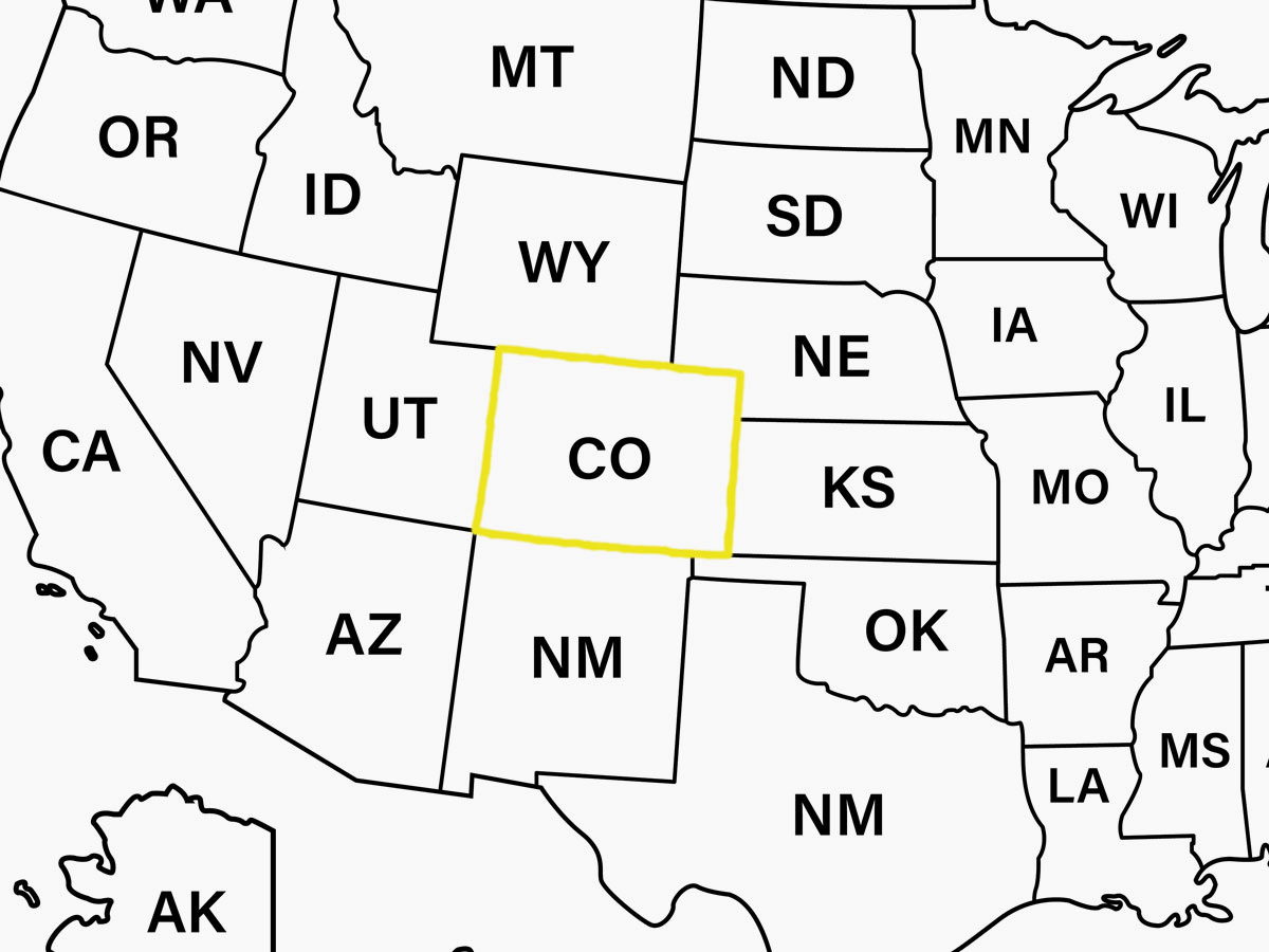 Colorado highlighted on U.S. map