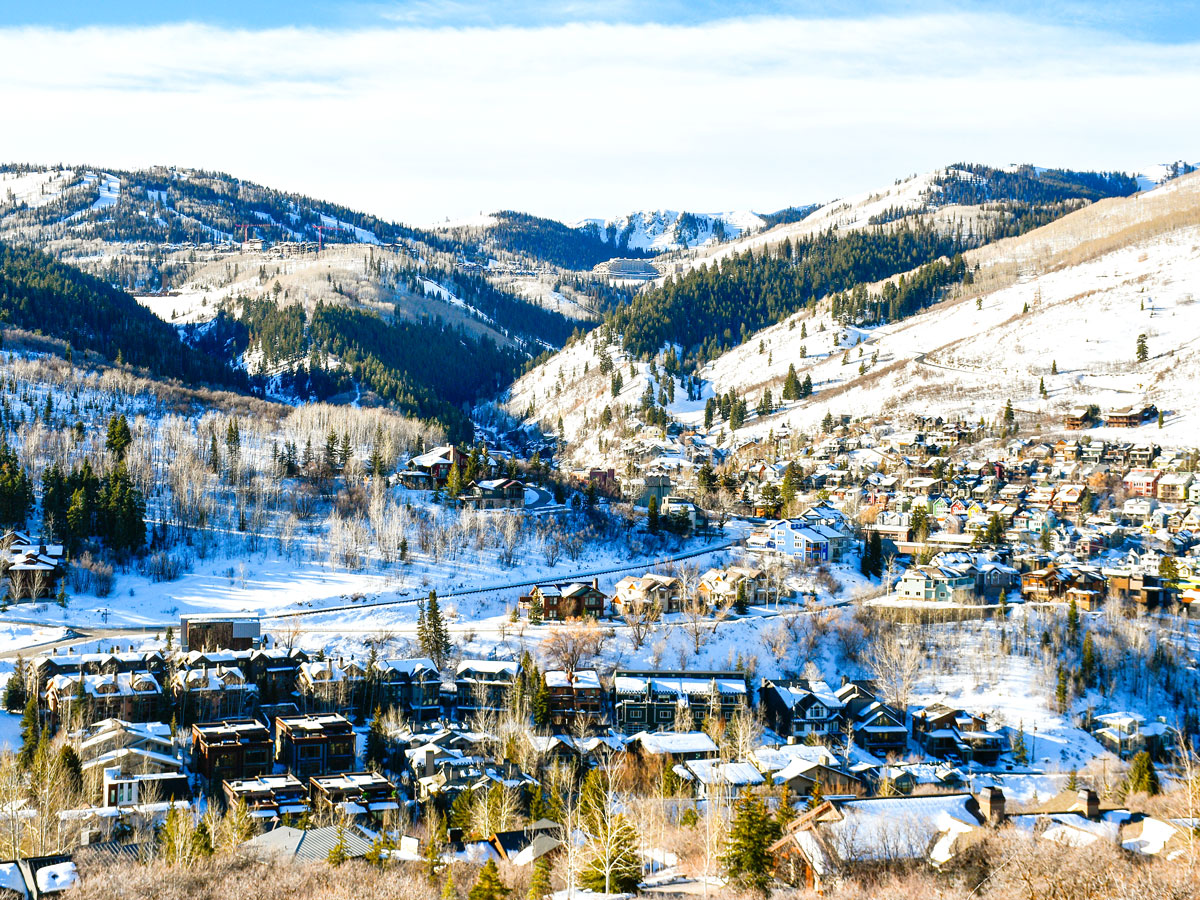 Homes in the foothills of snowy mountains in Salt Lake City, Utah