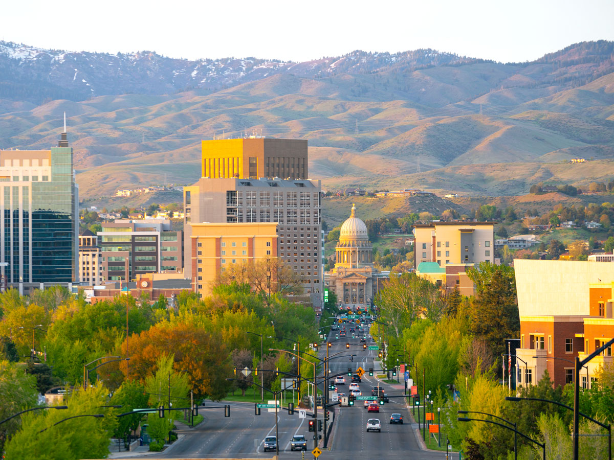 Cityscape of Boise with Idaho State Capitol visible