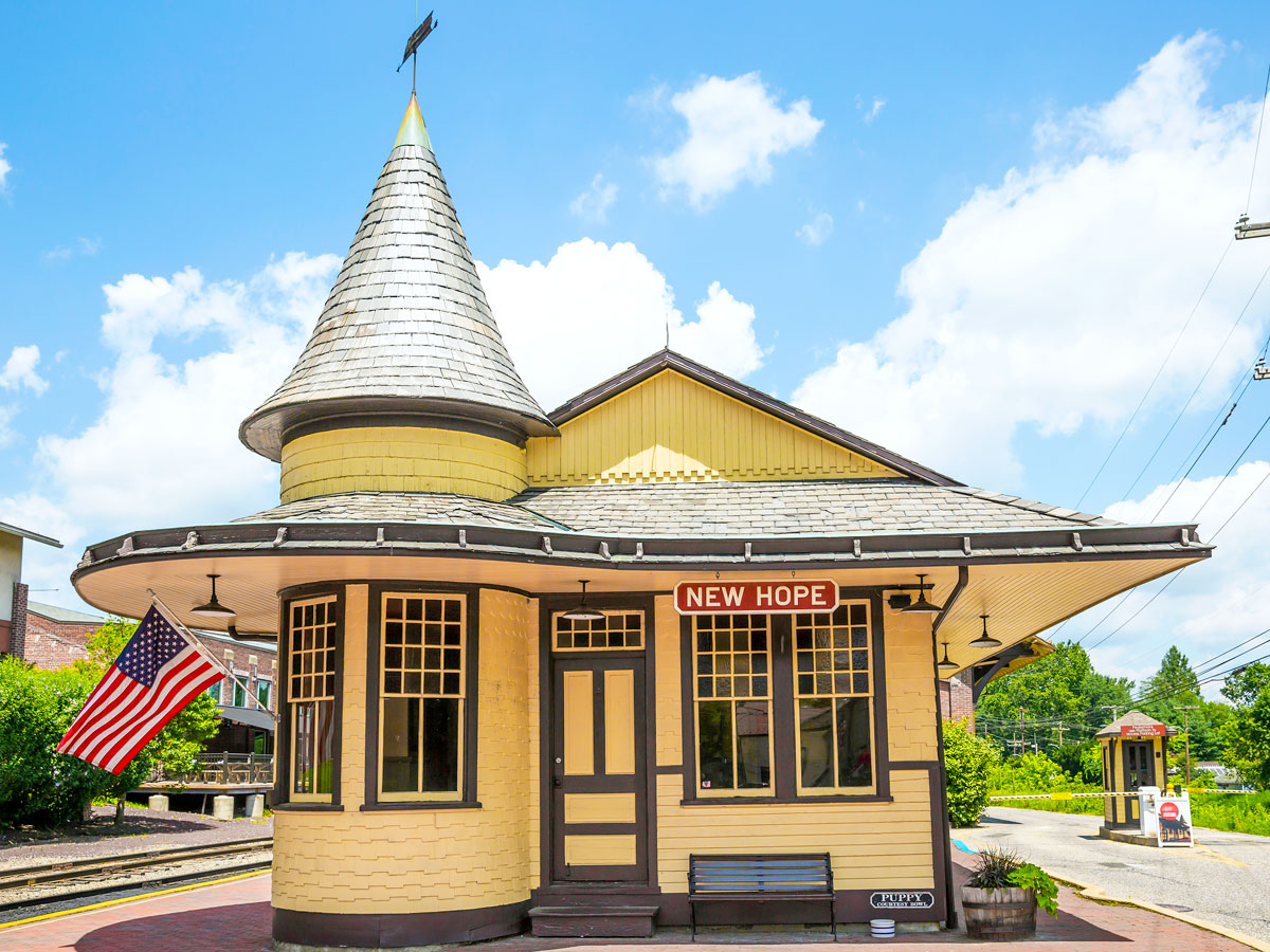 Old railroad station in New Hope, Pennsylvania