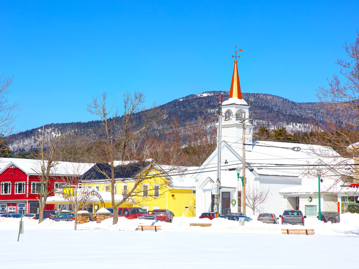 Snowy scene in North Conway, New Hampshire