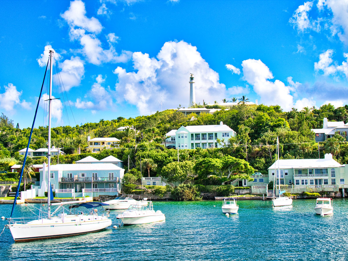 Boats moored off the coast of Bermuda