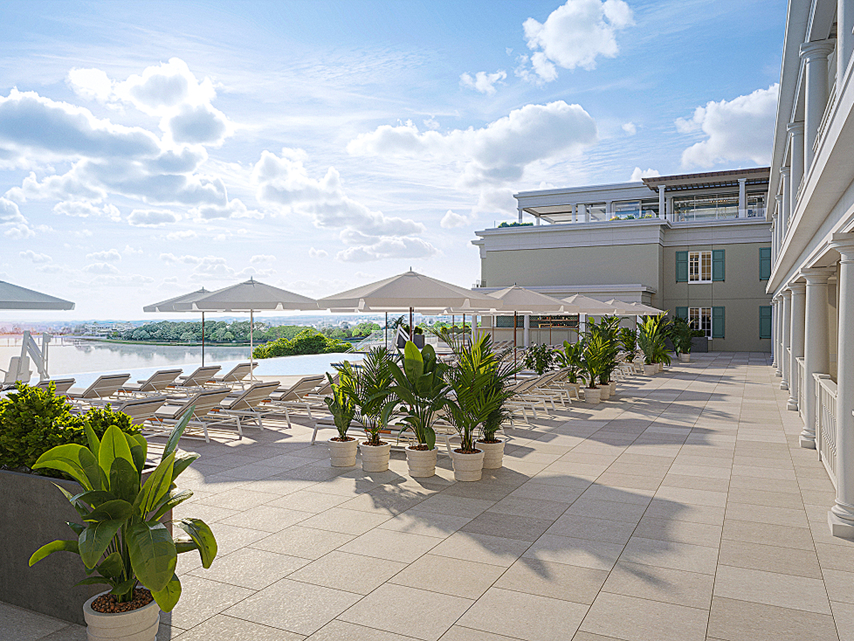 Rendering of the pool area at the Cooper hotel in Charleston, South Carolina
