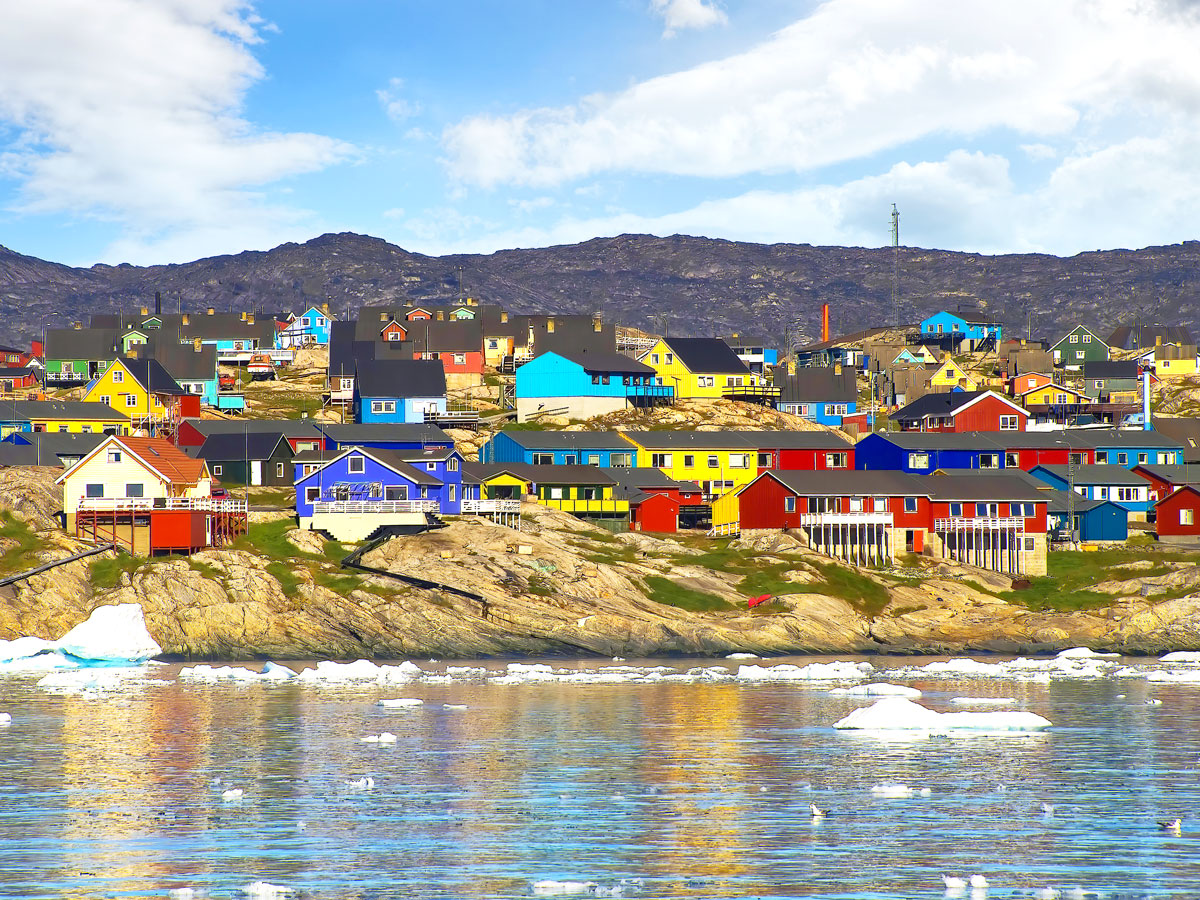 Colorful homes on the coast of Ilulissat, Greenland