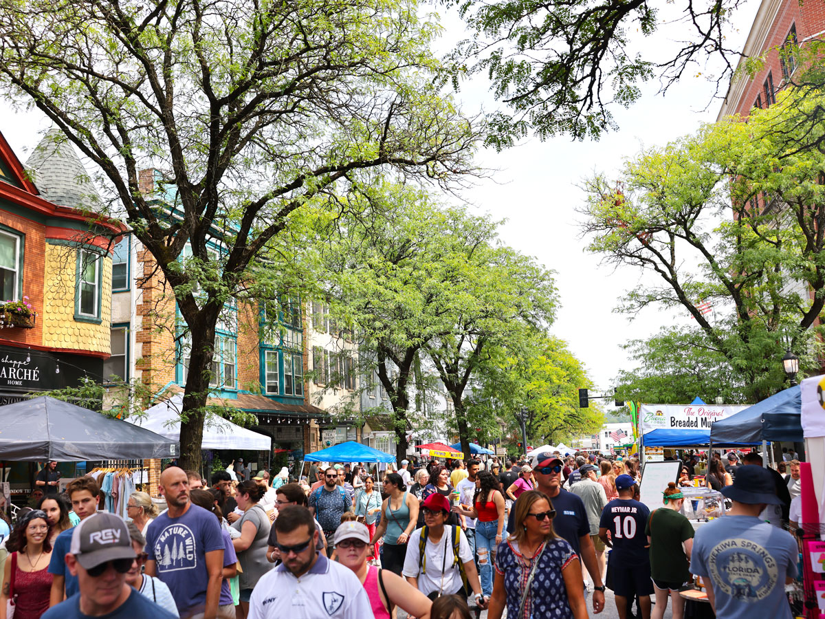 Attendees of Mushroom Festival in Kennett Square, Pennsylvania 