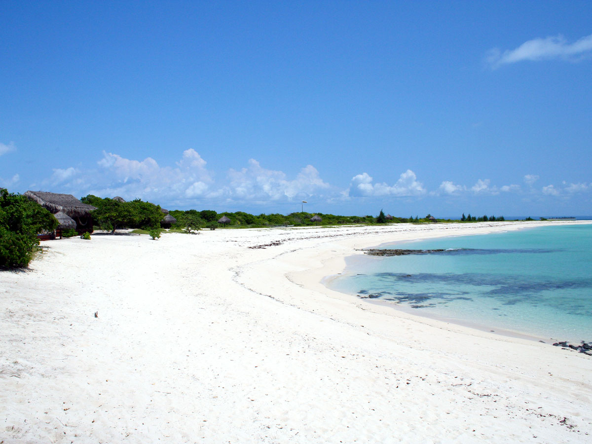 Pristine white-sand beach on Medjumbe Island in  Mozambique