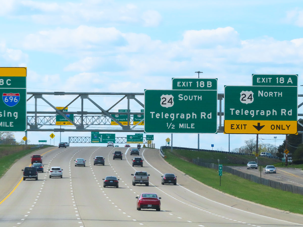 Exit for Telegraph Road on Detroit highway