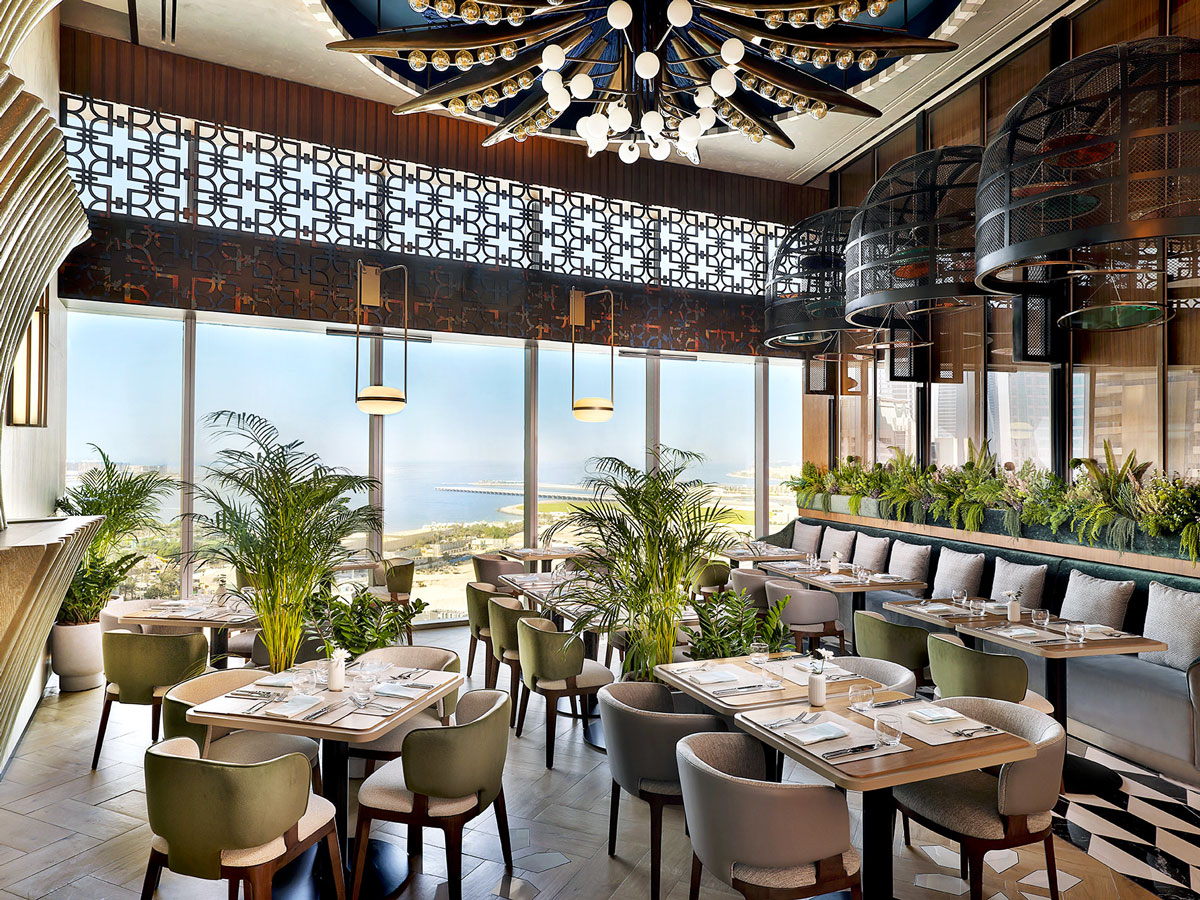 Rooftop lounge overlooking Dubai coast at Ciel Dubai Marina