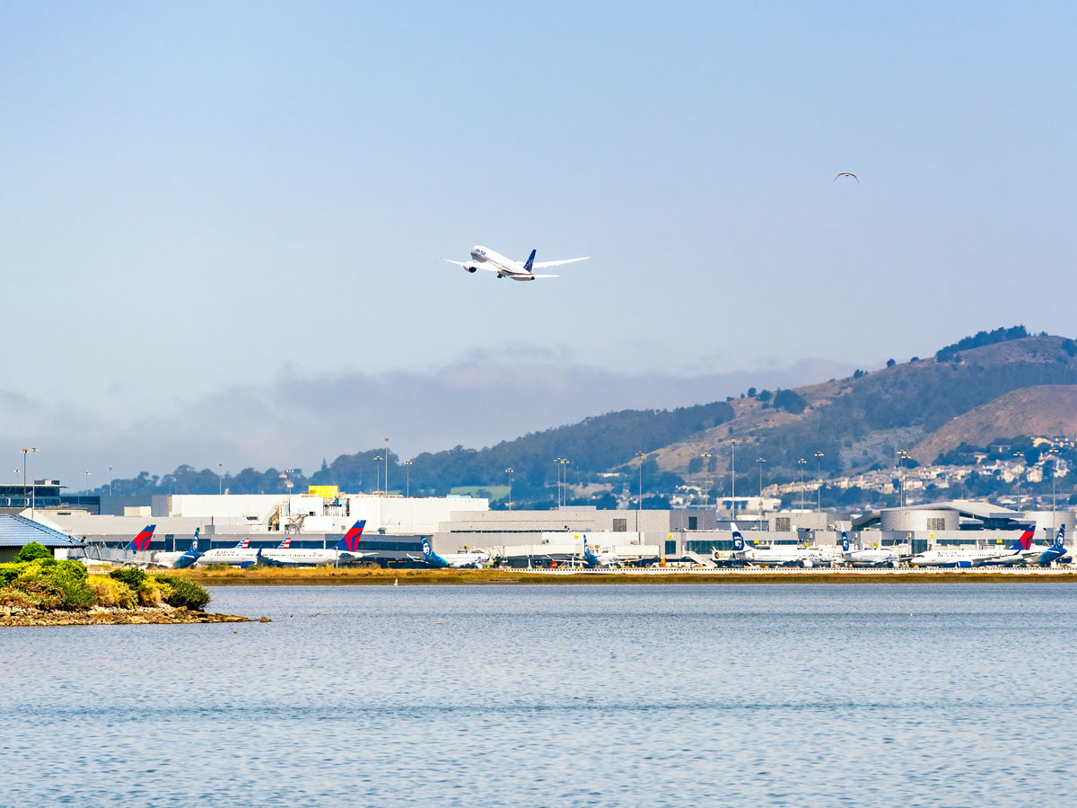 View of San Francisco International Airport across the bay