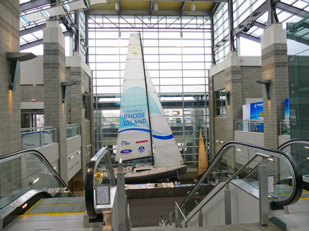 Replica of a sailboat inside Rhode Island T.F. Green International Airport in Providence, Rhode Island