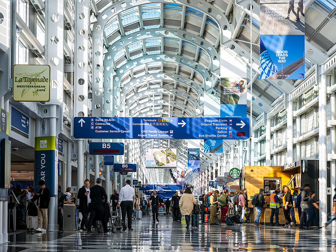 Passenger terminal at Chicago O'Hare International Airport in Illinois