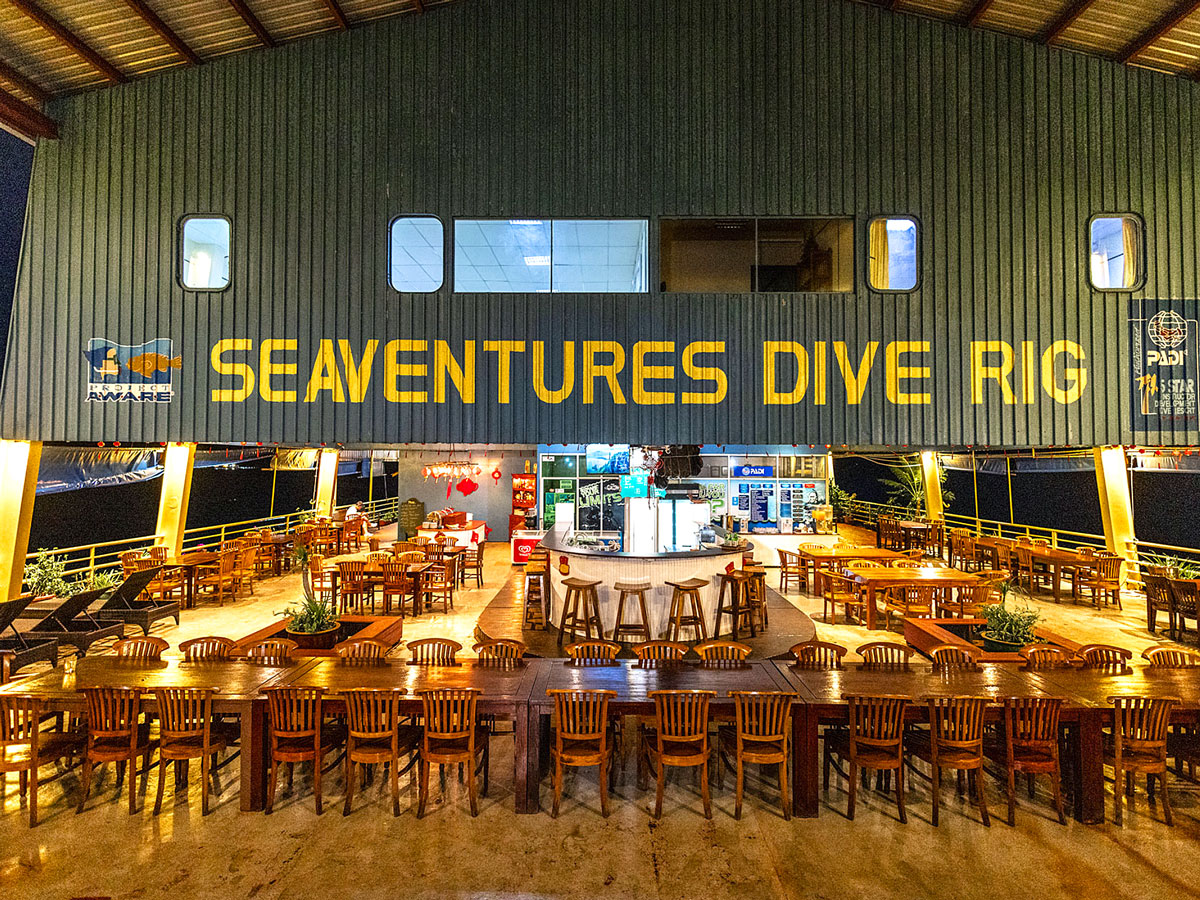Dining area at Malaysia's Seaventures Dive Rig