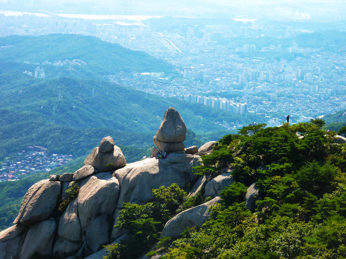 View from mountaintop over Seoul, South Korea, from Bukhansan National Park