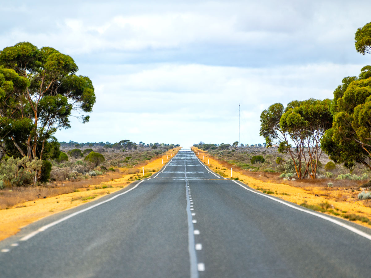Empty stretch of highway in Australia's Nullarbor Plain