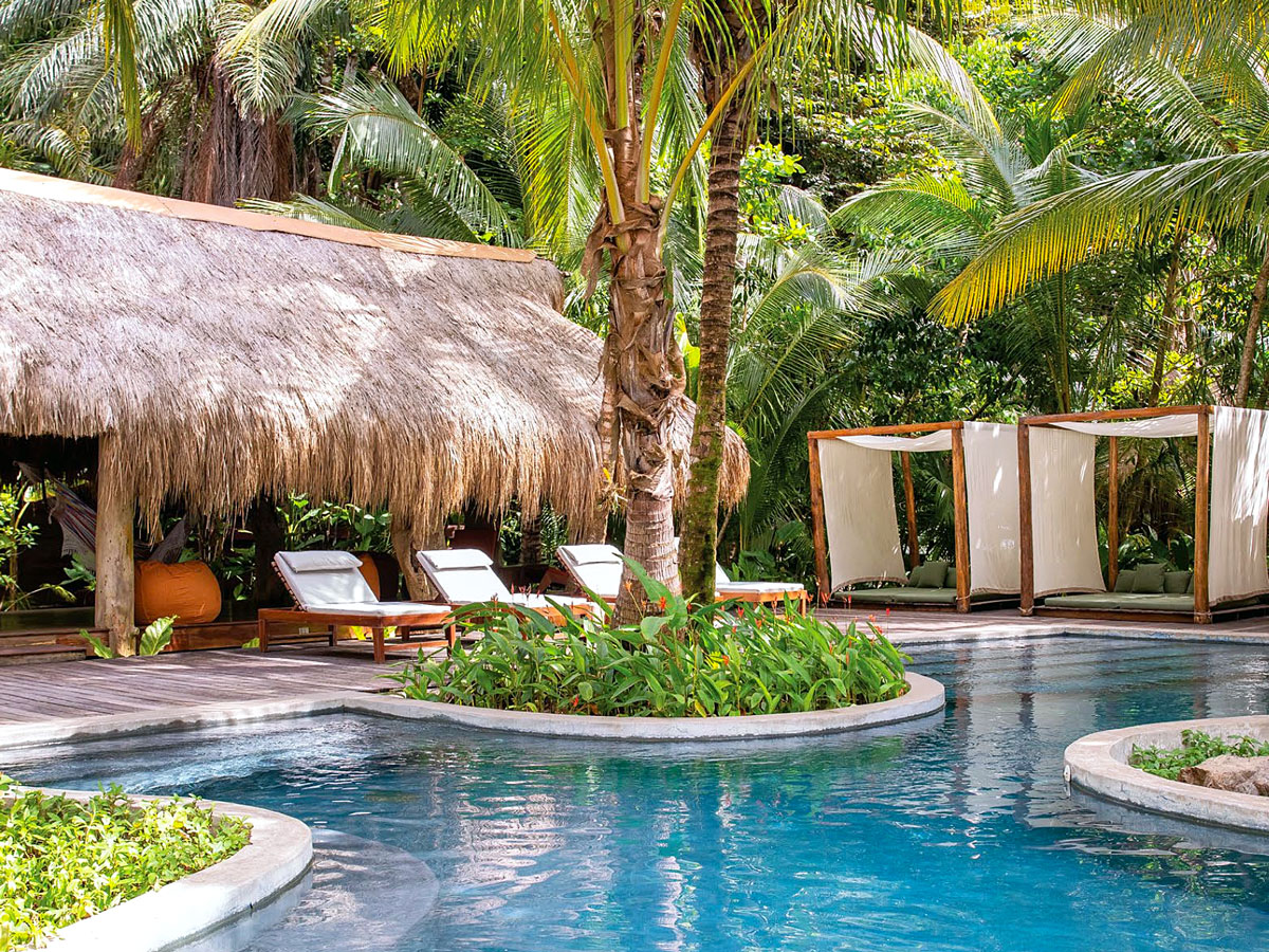 Pool area at Isla Palenque in Panama