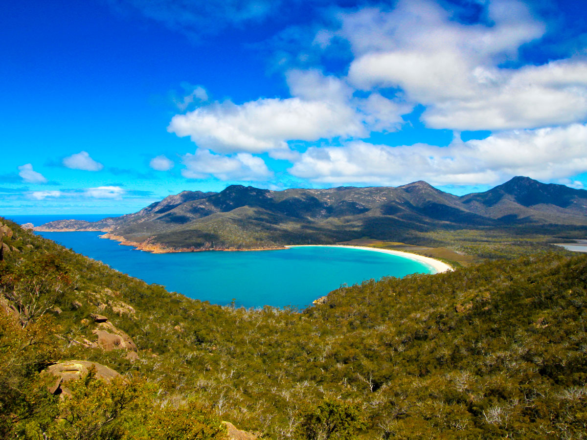 Tasmania's Wineglass Bay seen from above