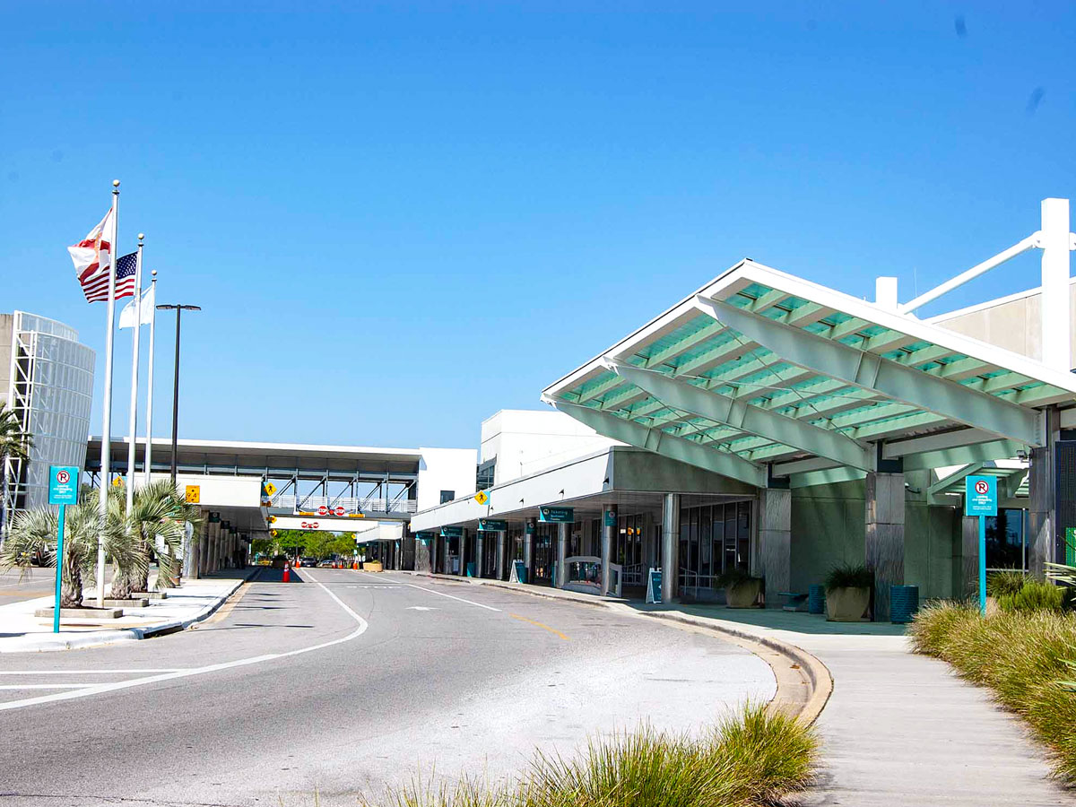 Curbside drop-off area at Pensacola International Airport