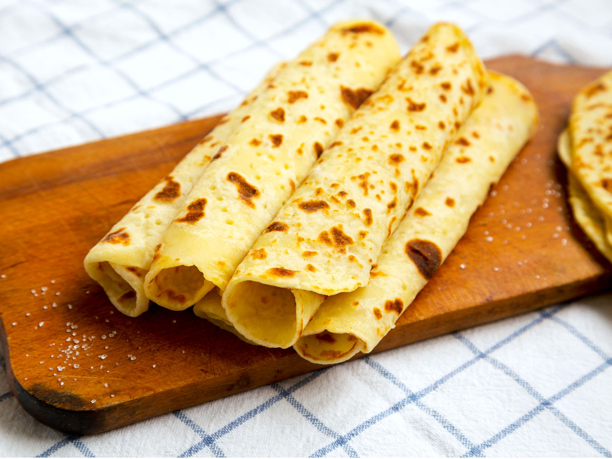 Lefse on cutting board
