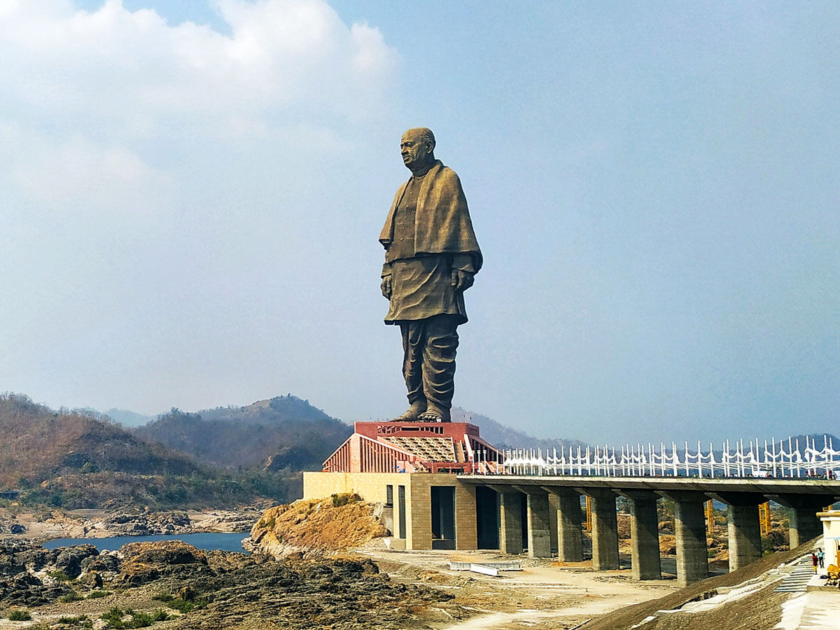 Statue of Unity towering over the Narmada River in India