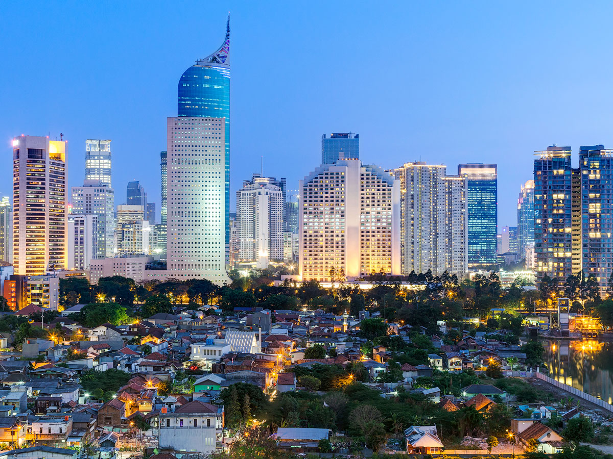 Skyline of Jakarta, Indonesia, at dusk