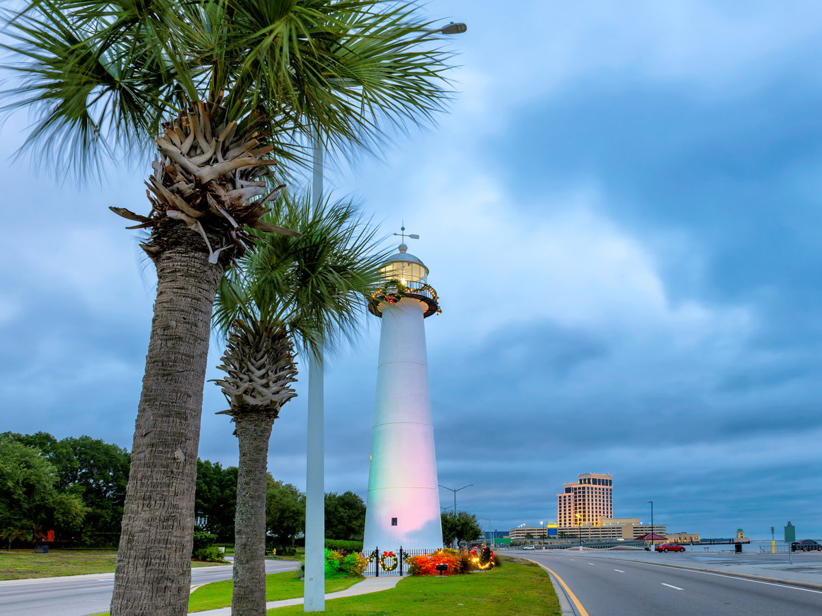 Storm clouds over the Biloxi Lighthouse in Mississippi 