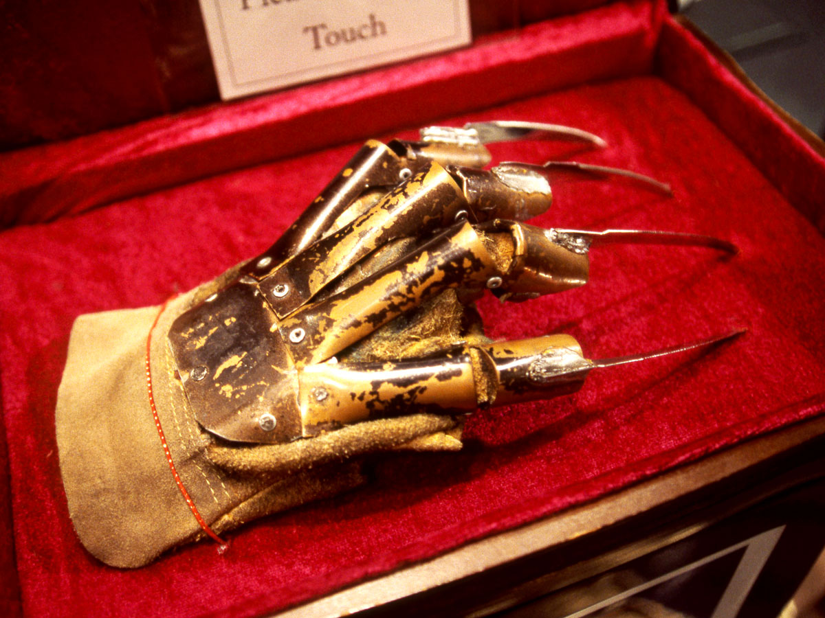A Freddy Krueger Glove in display case