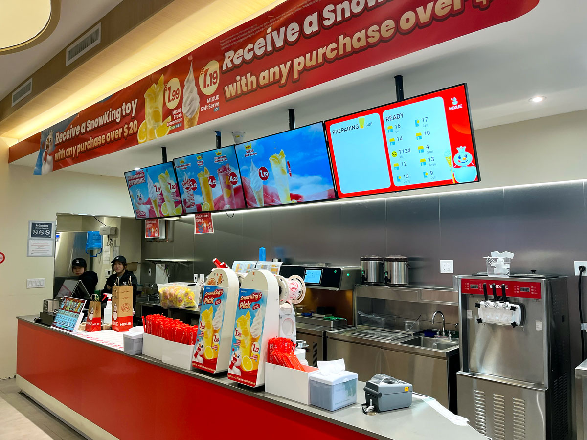 Menu and counter at Mixue location in New York City