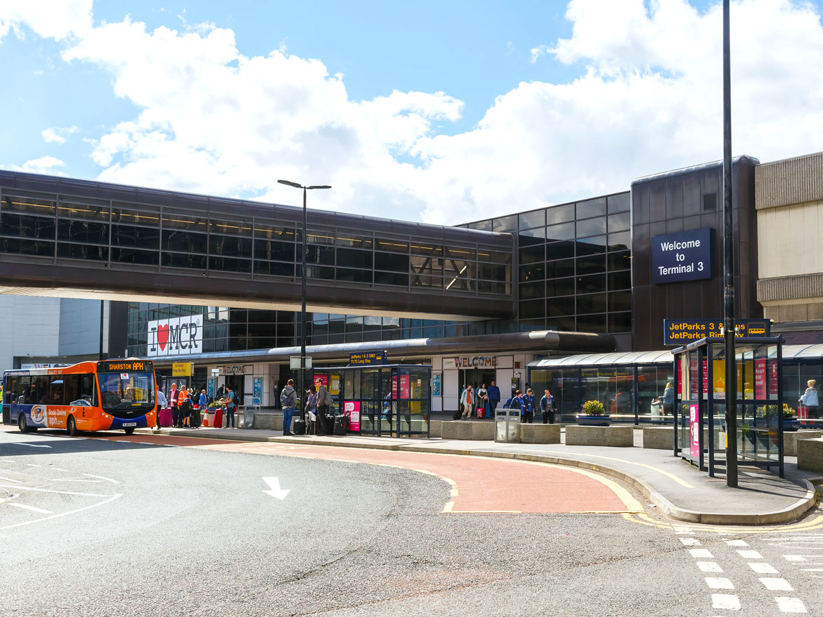 Terminal 3 drop-off area at Manchester Airport in England