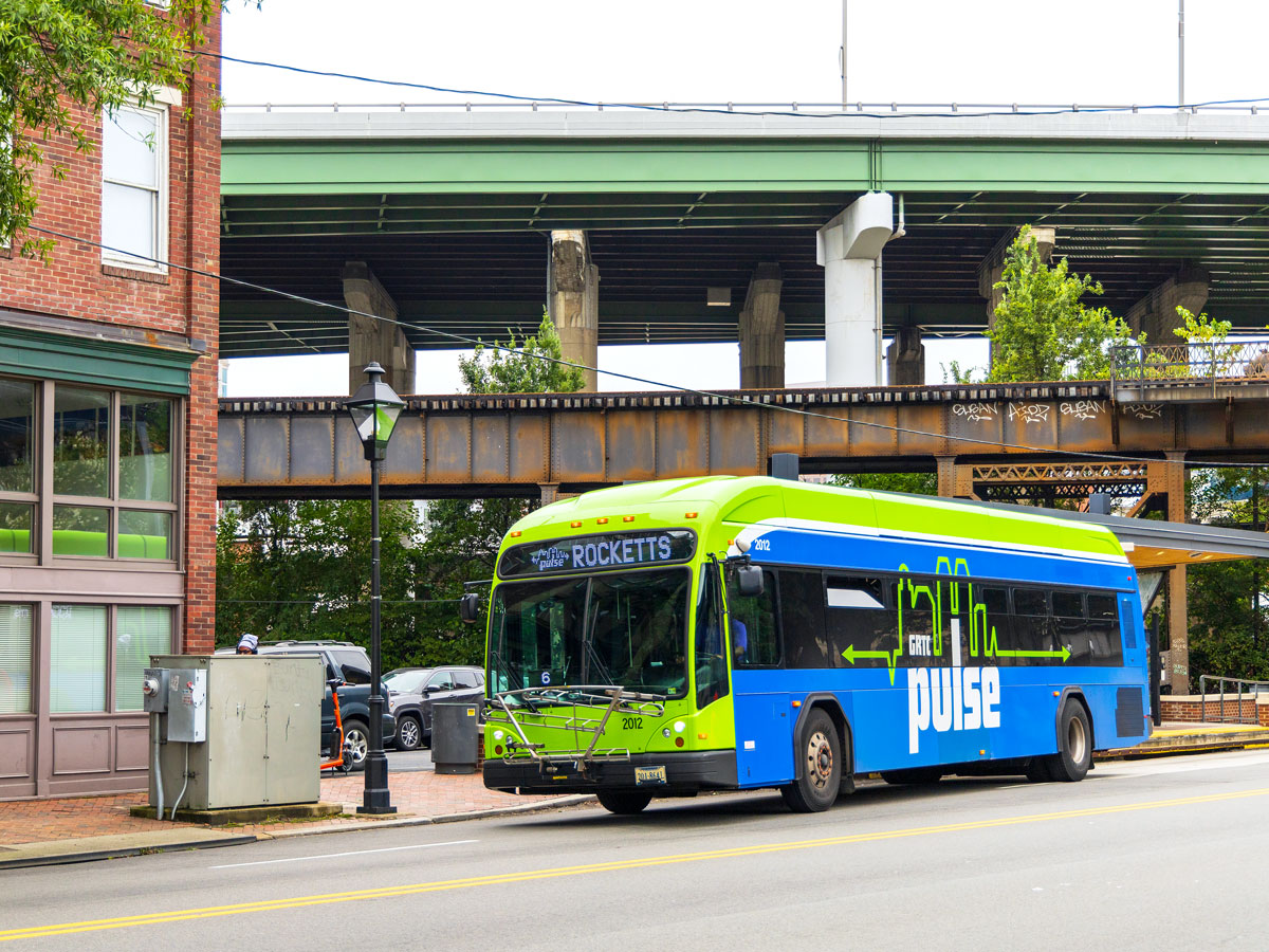 City bus making stop in Richmond, Virginia