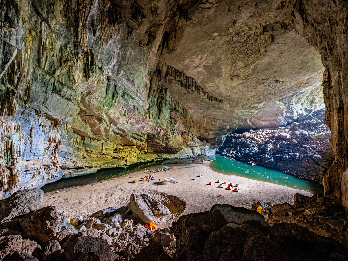 Light entering massive Son Doong Cave in Vietnam