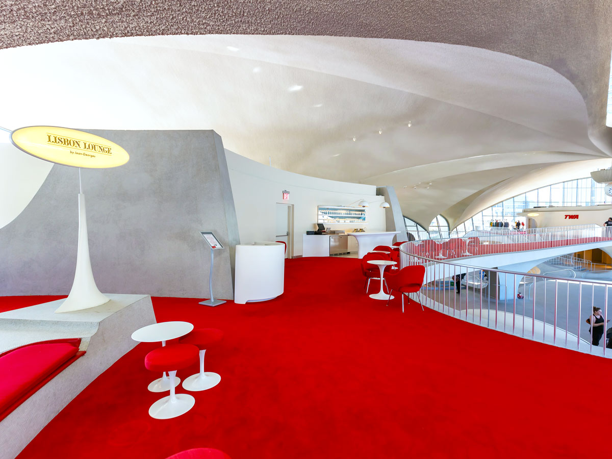 Retro lounge at the TWA Hotel at New York JFK Airport