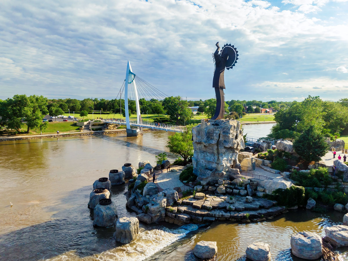 The Keeper of the Plains monument in Wichita, Kansas