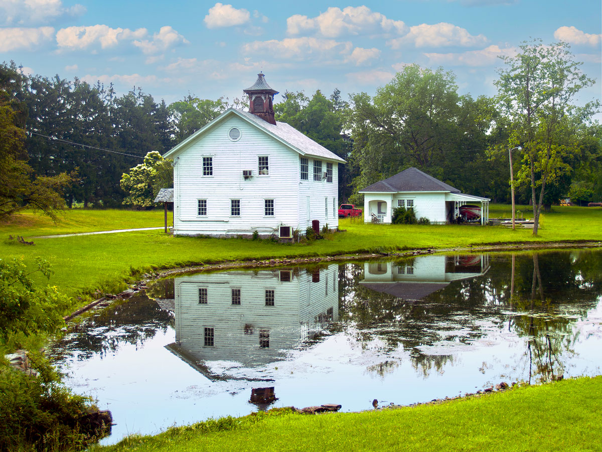 House beside pond in Blairstown, New Jersey