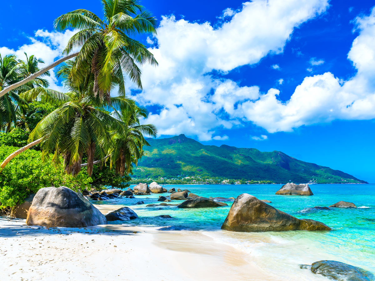 Beach on the island of Mahe in the Seychelles 