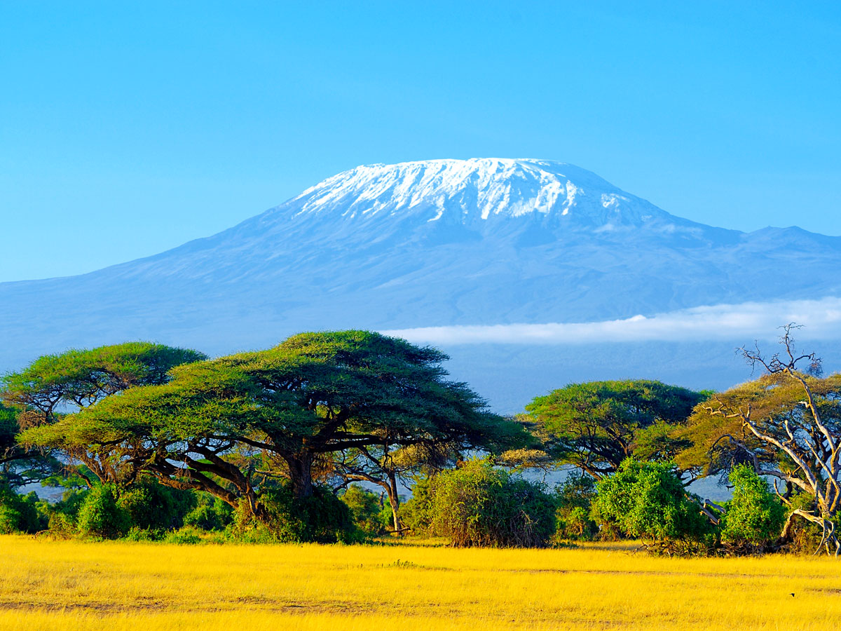 Mount Kilimanjaro rising above plains of Tanzania