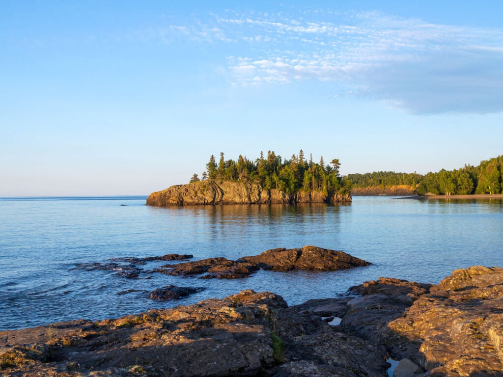 Small island on Minnesota coastline