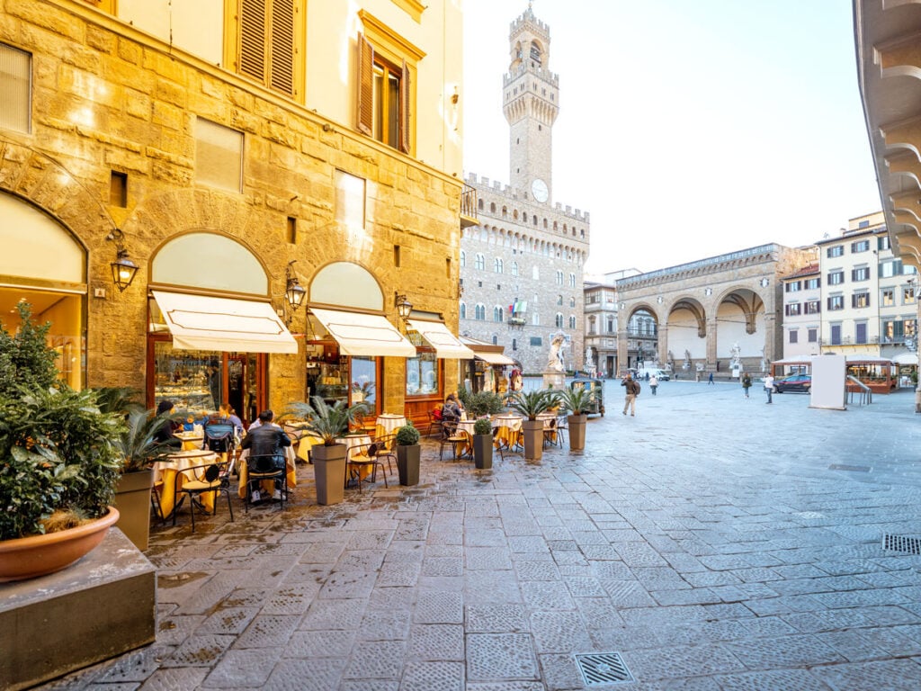 Outdoor tables at Florence cafe