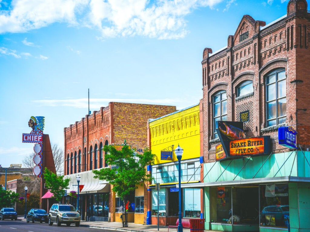 Storefronts in downtown Pocatello, Idaho