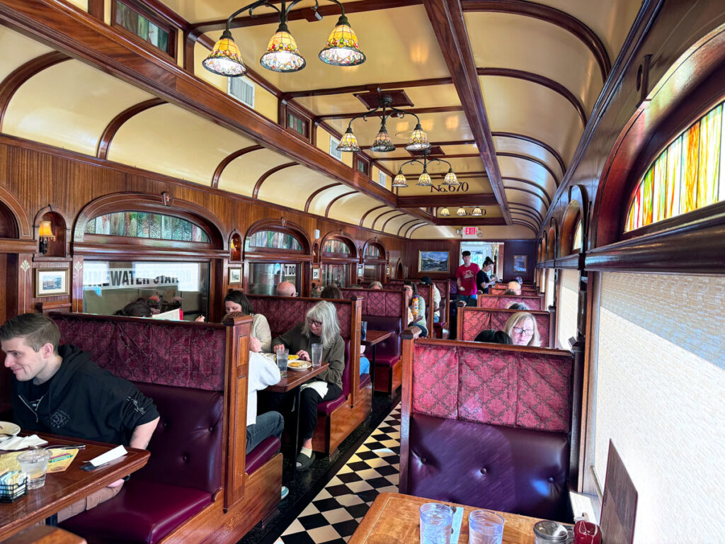 Train car repurposed into dining room at Frank's Diner in Spokane, Washington