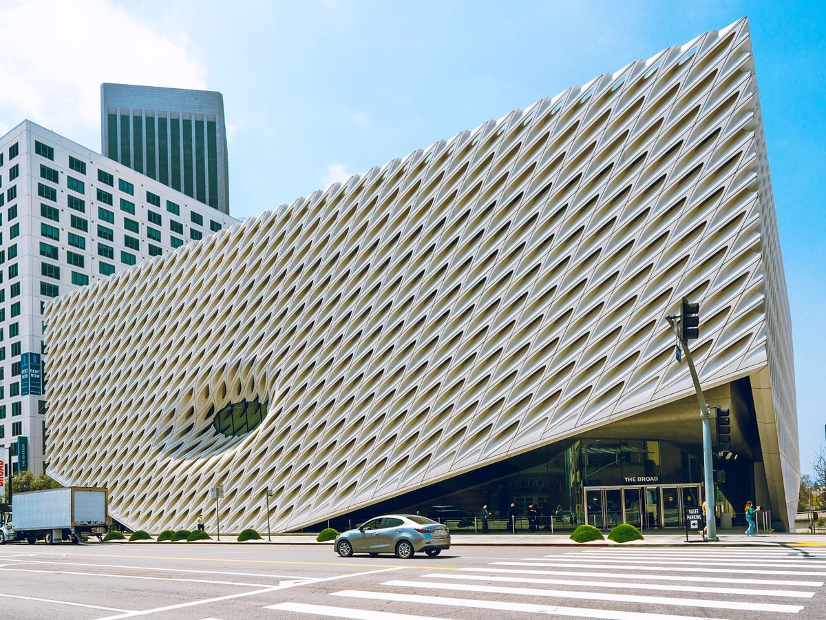 Exterior of the Broad Museum in downtown Los Angeles