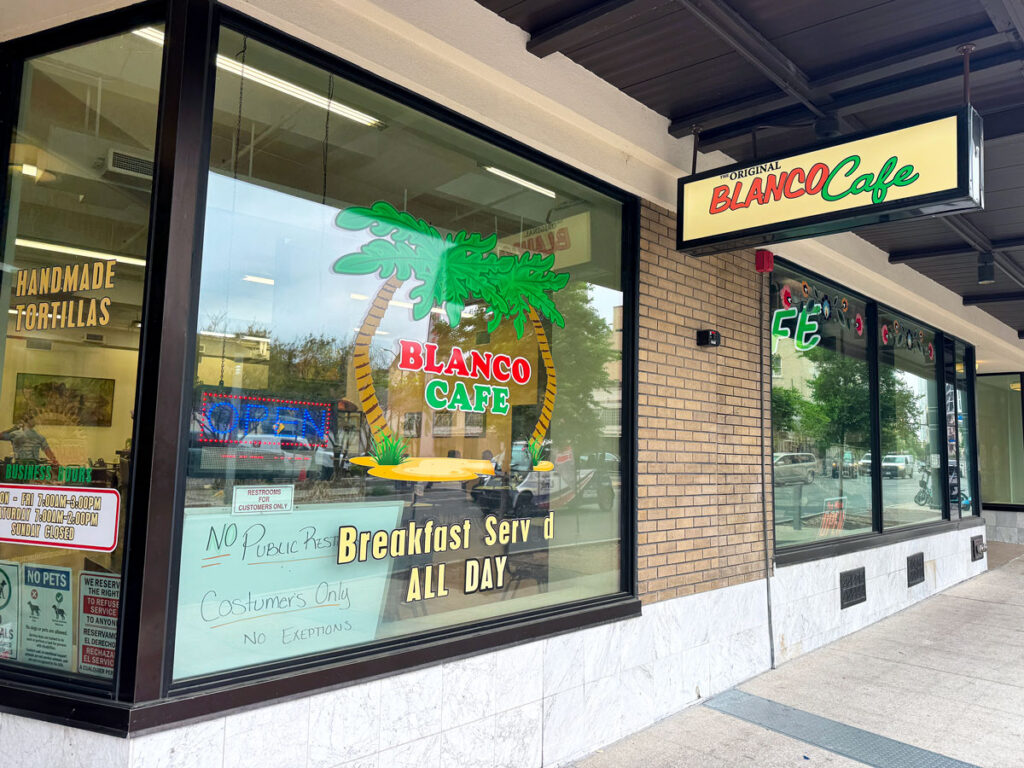 Exterior of the Original Blanco Cafe in San Antonio, Texas
